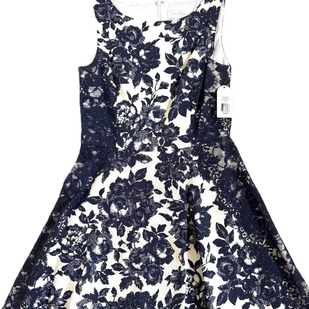 NWT Jessica Simpson Women's Sleeveless Fit & Flare Lace Floral Print Dress 6